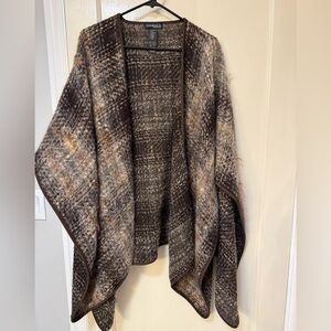 Conrad C Gray & Brown Shawl • Cozy Oversized Wrap • Boho Scarf Accessory